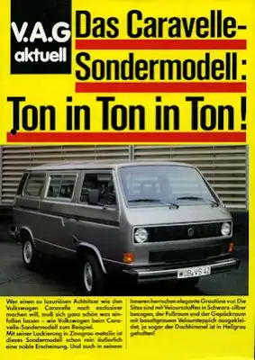 VW T 3 Caravelle Ton in Ton Prospekt ca. 1985