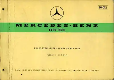 Mercedes-Benz 180 b Ersatzteilliste 6.1959