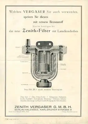 Zenith Filter Prospekt 10.1928