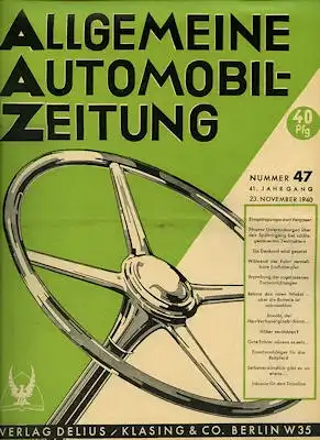 Allgemeine Automobil Zeitung (AAZ) 1940 Heft 47