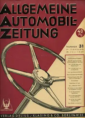 Allgemeine Automobil Zeitung (AAZ) 1939 Heft 31