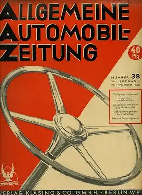 Allgemeine Automobil Zeitung (AAZ) 1935 Heft 38