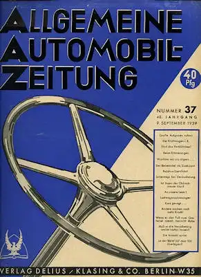 Allgemeine Automobil Zeitung (AAZ) 1939 Heft 37