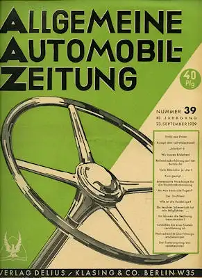 Allgemeine Automobil Zeitung (AAZ) 1939 Heft 39