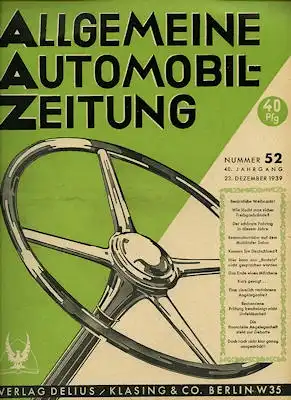 Allgemeine Automobil Zeitung (AAZ) 1939 Heft 52