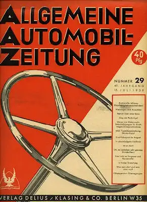 Allgemeine Automobil Zeitung (AAZ) 1939 Heft 29