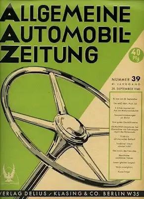 Allgemeine Automobil Zeitung (AAZ) 1940 Heft 39