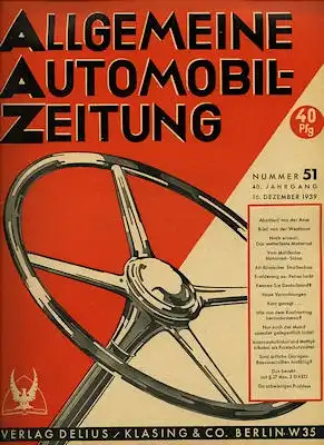 Allgemeine Automobil Zeitung (AAZ) 1939 Heft 51