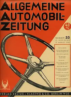 Allgemeine Automobil Zeitung (AAZ) 1940 Heft 33