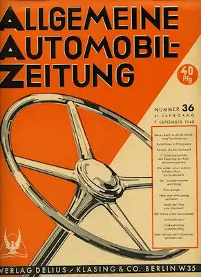 Allgemeine Automobil Zeitung (AAZ) 1940 Heft 36