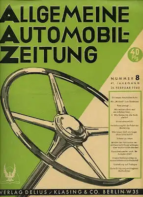 Allgemeine Automobil Zeitung (AAZ) 1940 Heft 8