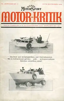 Klein-Motor-Sport / Motor-Kritik 1929 Heft 17