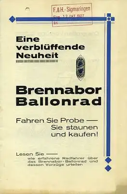 Brennabor Fahrrad Prospekt 1927