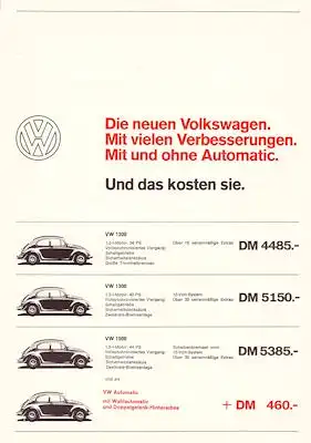 VW Preisliste 9.1967
