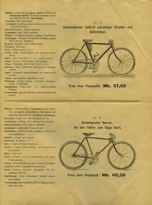 Rheinische Metallindustrie / Berlin Fahrrad Prospekt 1912