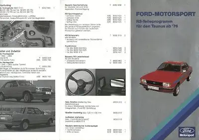 Ford Taunus RS Teileprogramm RS 1976