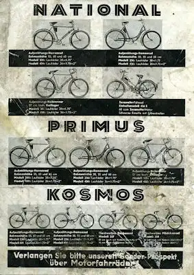 National Fahrrad Prospekt 1930er Jahre