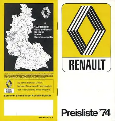 Renault Preisliste 1974