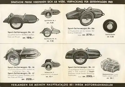 Steib Seitenwagen Programm ca. 1933