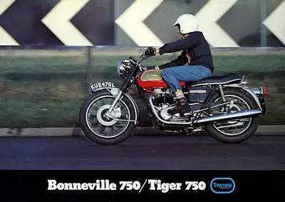 Triumph Bonneville 750 + Tiger 750 Prospekt ca. 1975