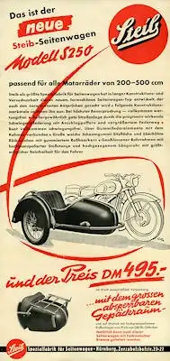 Steib Seitenwagen S 250 Plakat ca. 1955