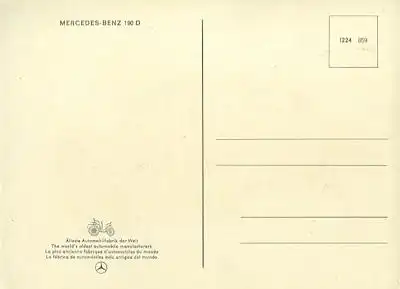 Ansichtskarte Mercedes-Benz 190 D 8.1959