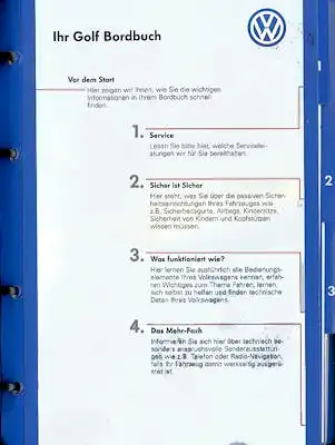 VW Golf 4 Bedienungsanleitung 8.1997