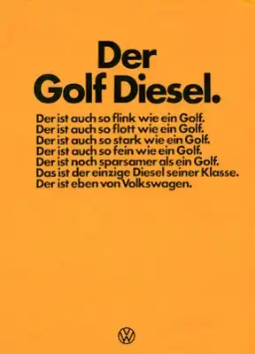 VW Golf 1 Diesel Prospekt 9.1976