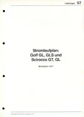 VW Golf 1 / Scirocco 1 Stromlaufplan 1977