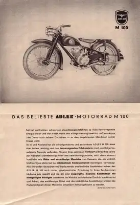 Adler Motorrad Programm 1951/52