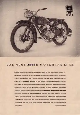 Adler Motorrad Programm 1951/52