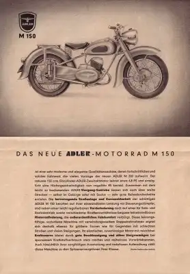 Adler Motorrad Programm 1951/52