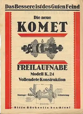 Komet Freilaufnabe Prospekt 1925