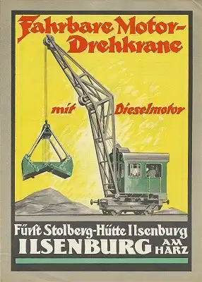 Fürst Stolberg-Hütte Isenburg Fahrbare Motor-Drehkräne Prospekt 1930er Jahre