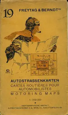 Freytag & Berndt`s Autokarten 19 Prag / Regensburg 1930er Jahre