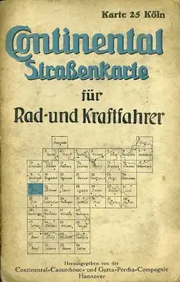 Continental Straßenkarte 25 Köln 1930er Jahre