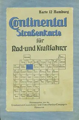 Continental Straßenkarte 12 Hamburg 1930er Jahre