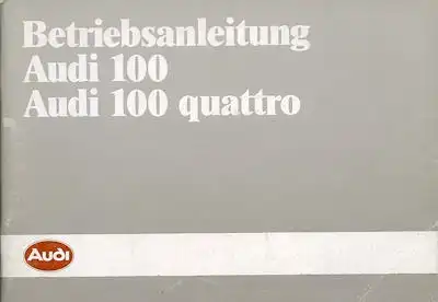 Audi 100 / 100 quattro Bedienungsanleitung 2.1986