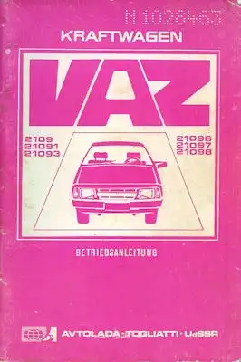 Lada Samara (VAZ 2109) Bedienungsanleitung 1980er Jahre