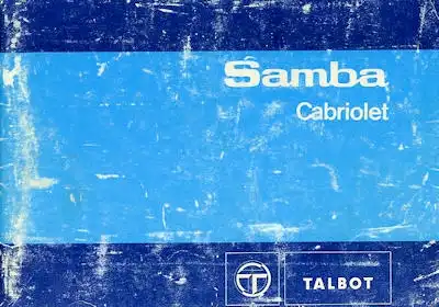 Talbot Samba Cabriolet Bedienungsanleitung 10.1982