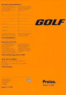 VW Golf 1 Preisliste 5.1979