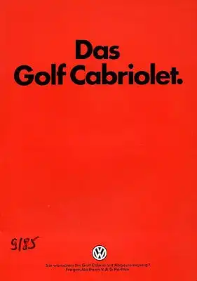 VW Golf 1 Cabriolet Prospekt 8.1985