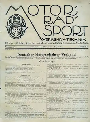 Motorrad Verkehr Sport und Technik 1924 Heft 30