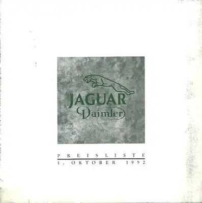 Jaguar / Daimler Preisliste 10.1992