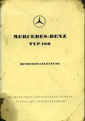 Mercedes-Benz 180 Bedienungsanleitung 8.1954