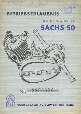 Sachs 50 Betriebserlaubnis 1956