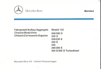 Mercedes-Benz W 123 200-300TD Ersatzteilliste 1990
