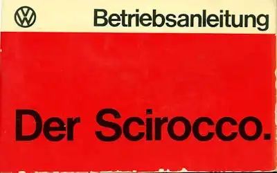 VW Scirocco Bedienungsanleitung 8.1974