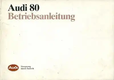 Audi 80 Bedienungsanleitung 8.1986