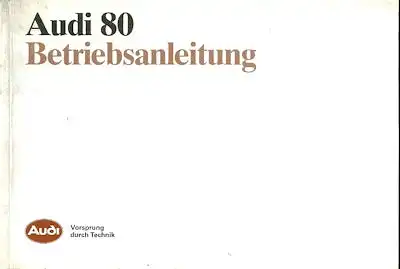 Audi 80 Bedienungsanleitung 7.1987